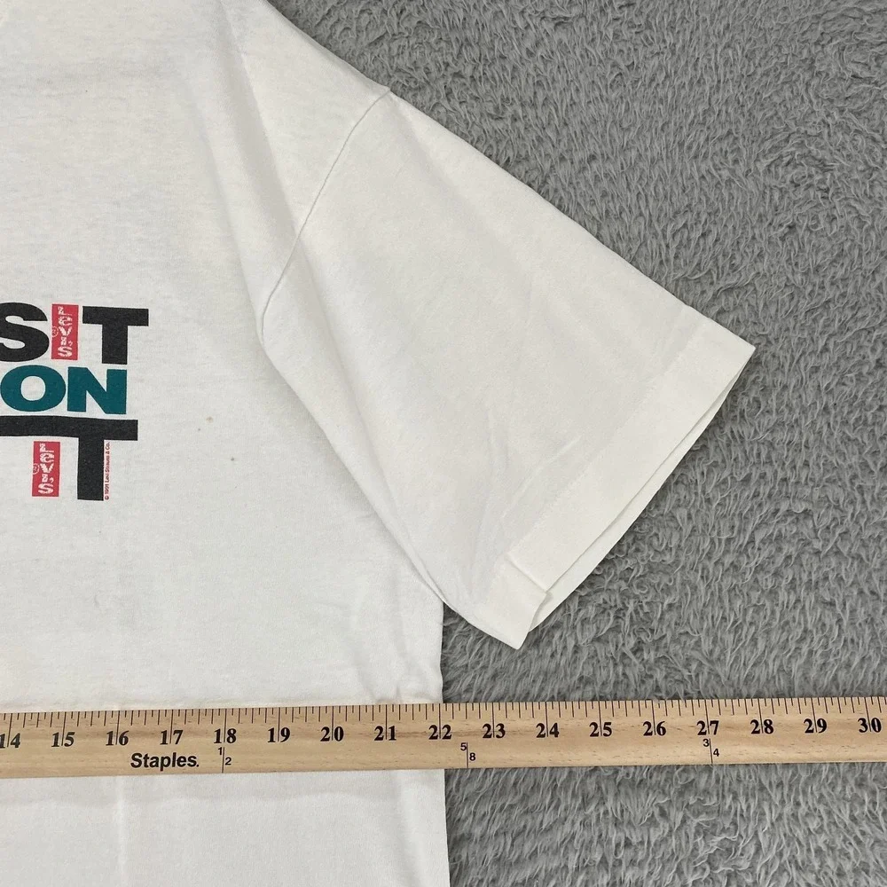 Vintage Levi's Sit On It Shirt Mens XL White 1991 Graphic‎ Tee 90s Levis